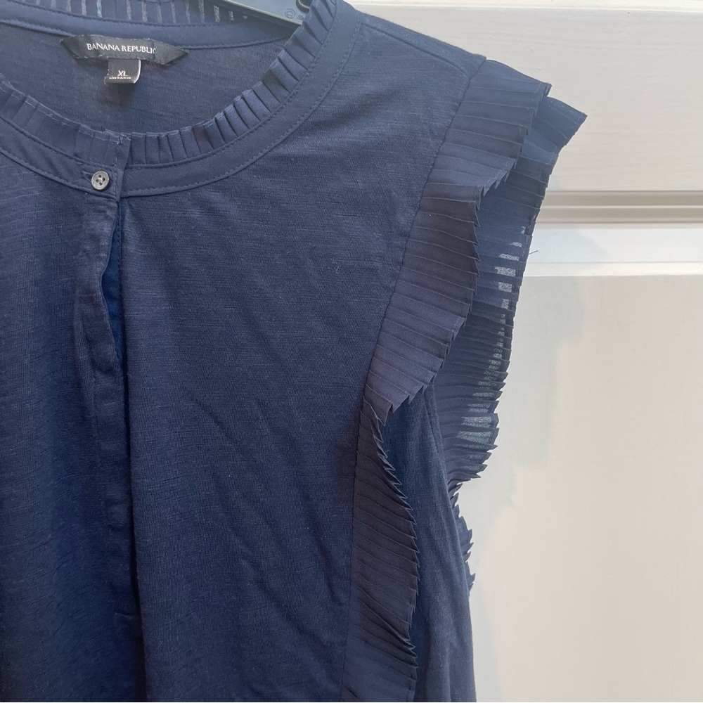 Banana Republic Navy Ruffle Top - Picture 8 of 10